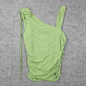 Free People Top Womens XL Dancing In The Sand Ruched Festival Asymmetrical Green